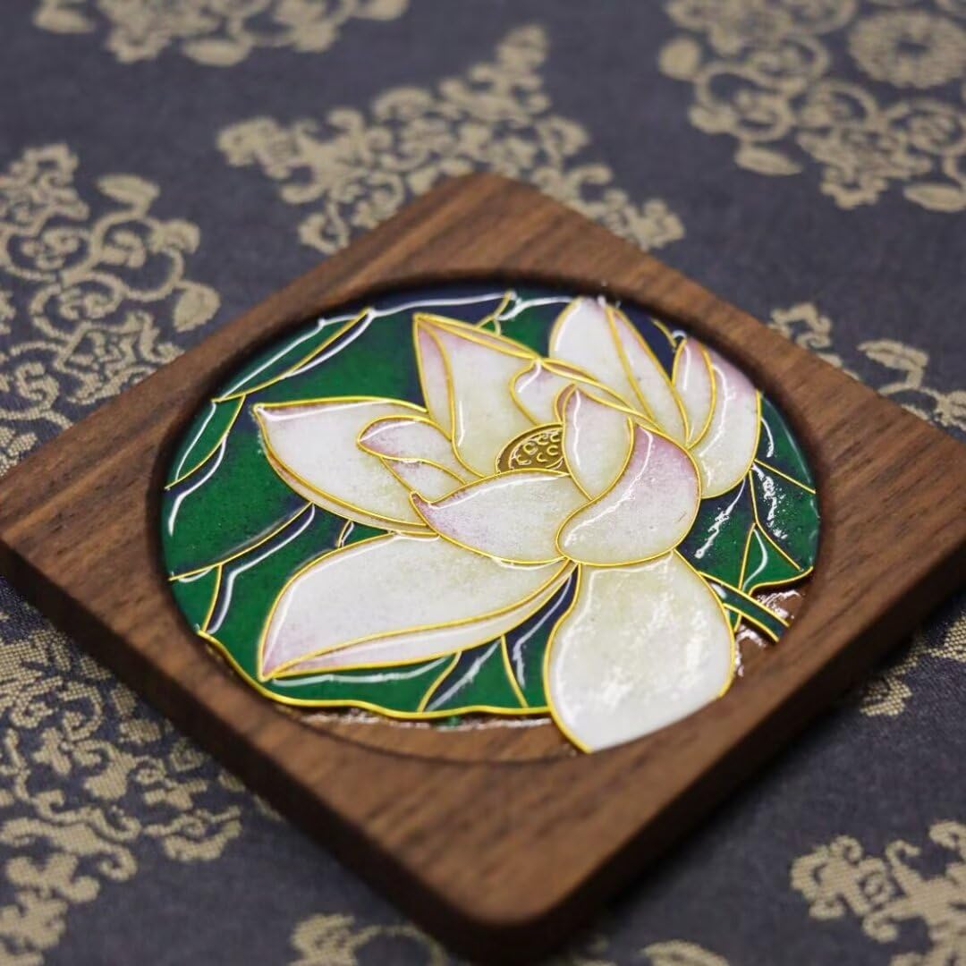 DIY Coasters,Filigree Enamels Art with Epoxy Resin,Black Walnut Wood,Unique Crafts Coaster DIY Kits Perfect Hobby for Adults Teens Elderly Handmade Home Decor Gifts