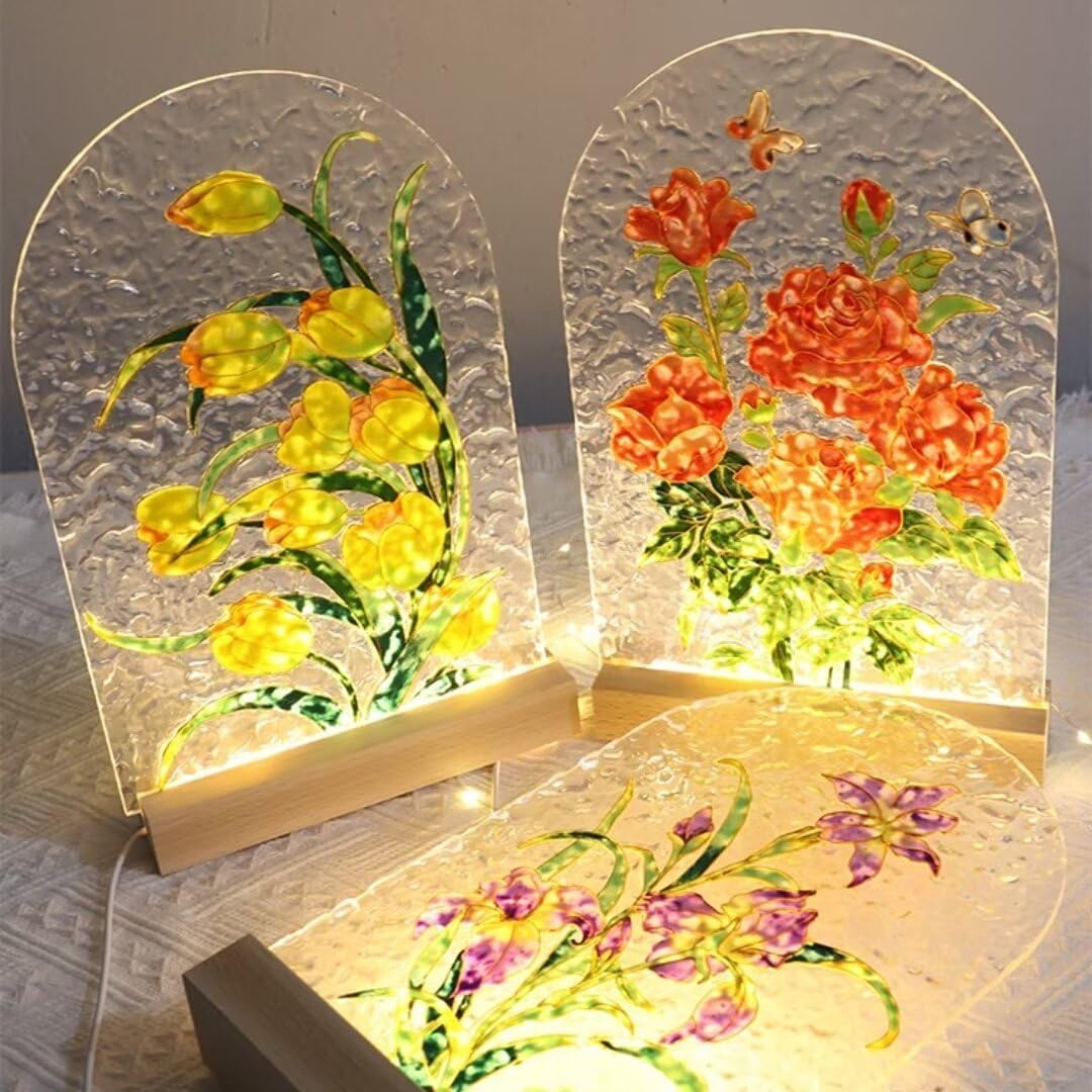 Unique Crafts DIY Kits,DIY Night Light Kit, Filigree Cloisonne Enamels Art with Epoxy Resin Perfect Hobby for Adults Teens Elderly Handmade Home Decor Gifts