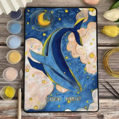 Whales, DIY Cloisonne Filigree Enamel Painting Kit, with Tutorial& All Tools