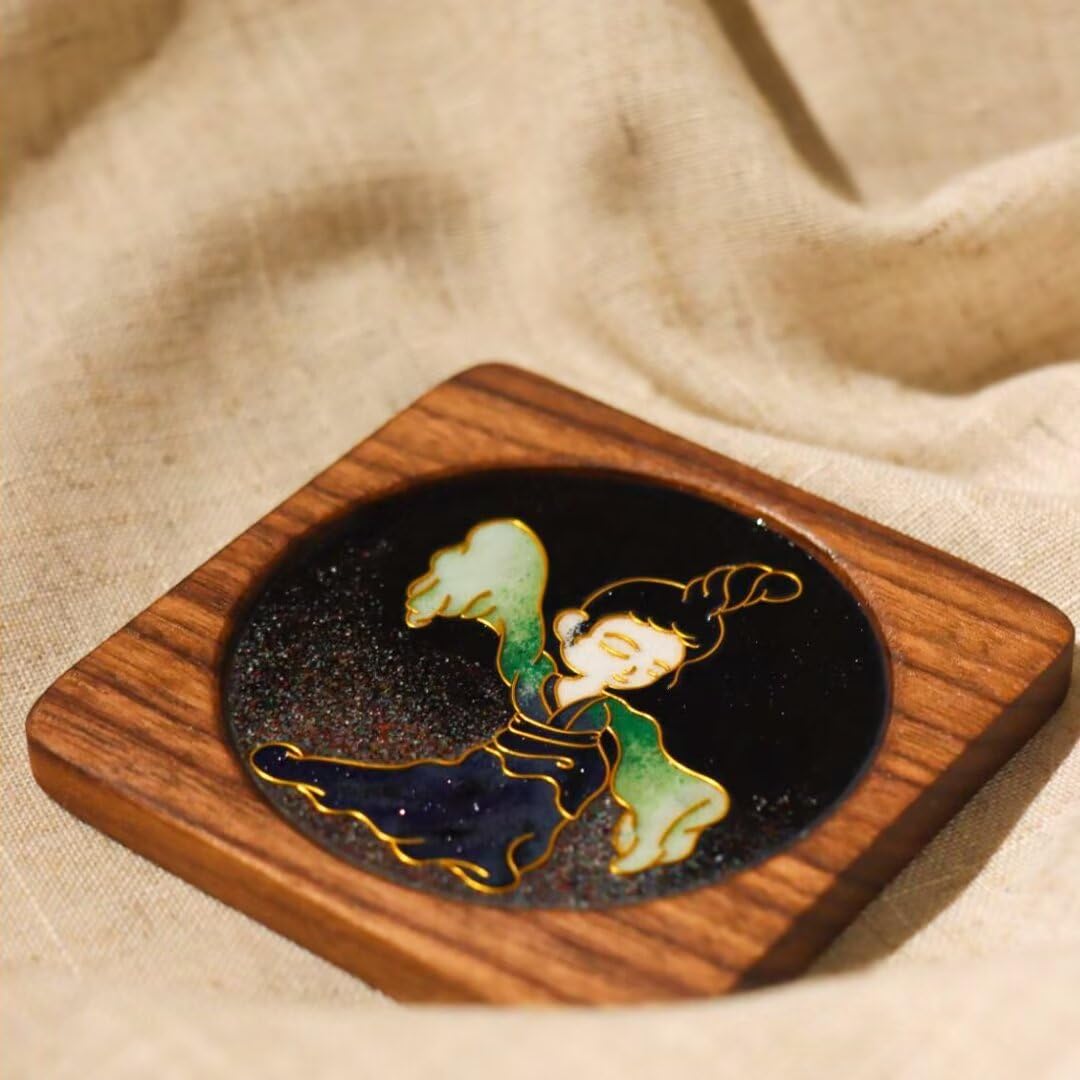 DIY Coasters,Filigree Enamels Art with Epoxy Resin,Black Walnut Wood,Unique Crafts Coaster DIY Kits Perfect Hobby for Adults Teens Elderly Handmade Home Decor Gifts