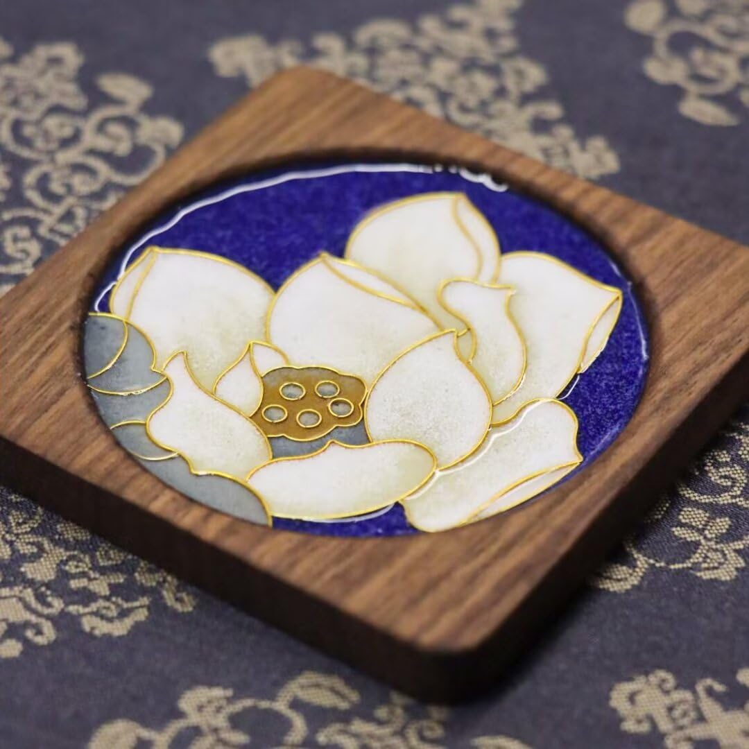 DIY Coasters,Filigree Enamels Art with Epoxy Resin,Black Walnut Wood,Unique Crafts Coaster DIY Kits Perfect Hobby for Adults Teens Elderly Handmade Home Decor Gifts