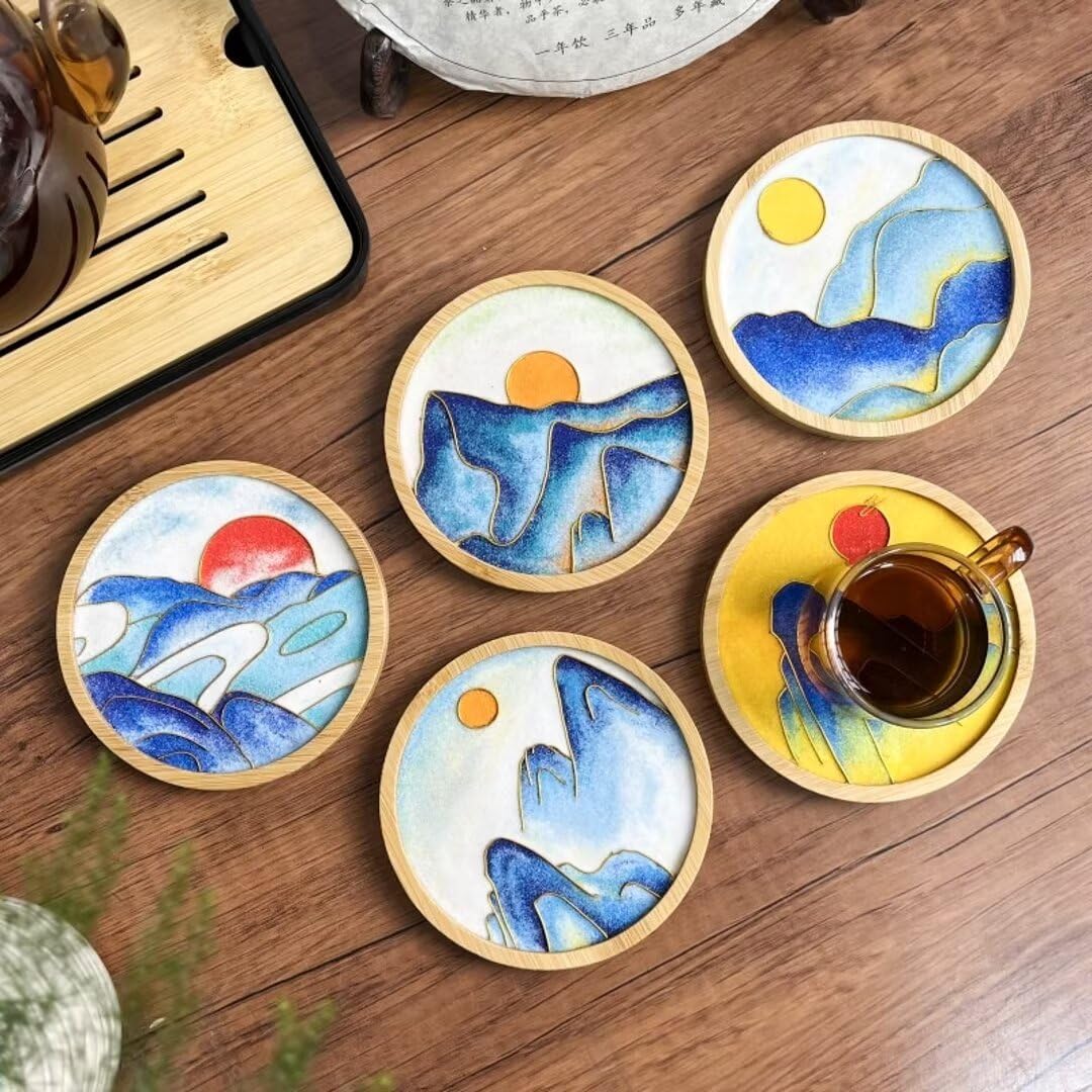 DIY Coasters Filigree Enamels Art with Epoxy Resin Unique Crafts Coaster DIY Kits Perfect Hobby for Adults Teens Elderly Handmade Home Decor Gifts