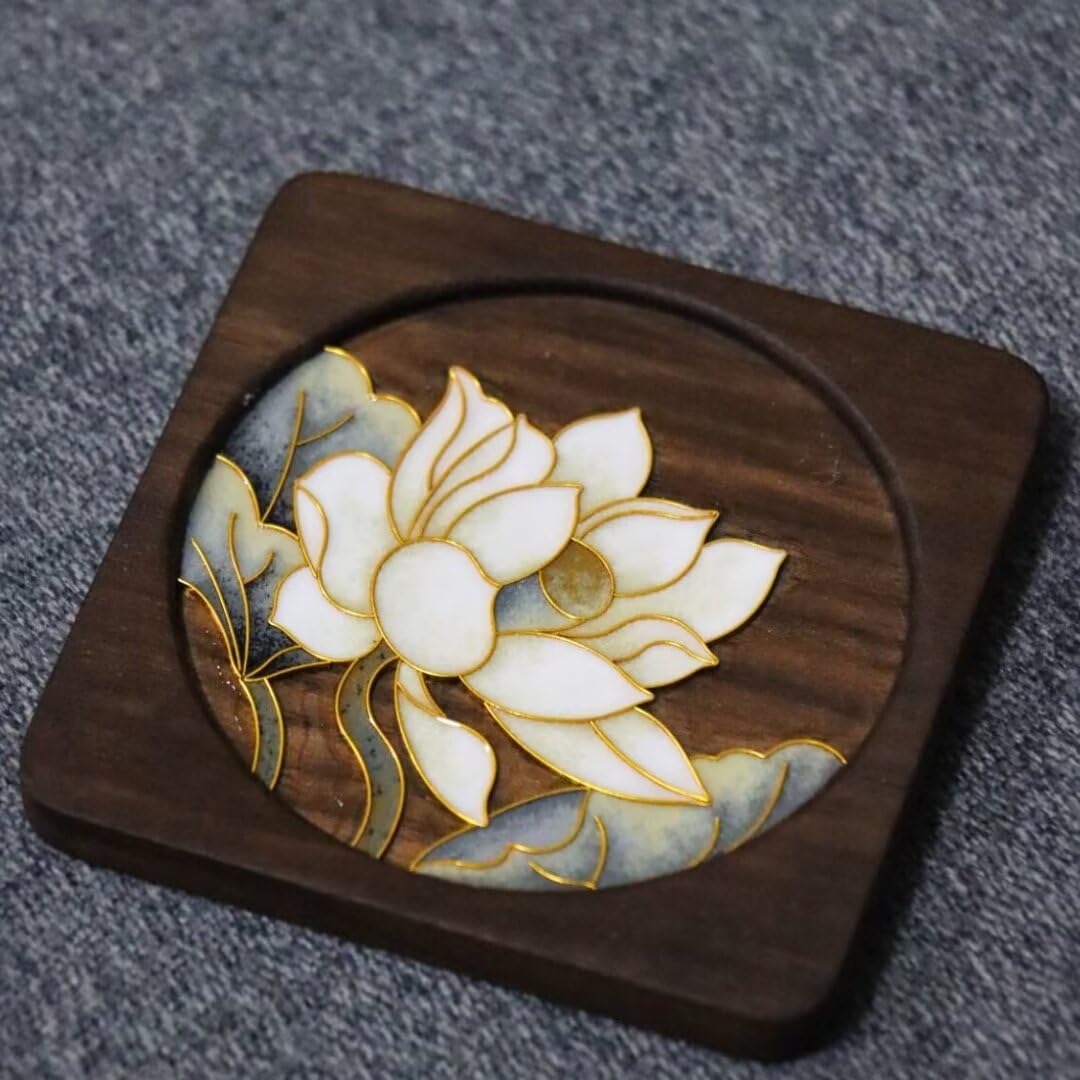 DIY Coasters,Filigree Enamels Art with Epoxy Resin,Black Walnut Wood,Unique Crafts Coaster DIY Kits Perfect Hobby for Adults Teens Elderly Handmade Home Decor Gifts