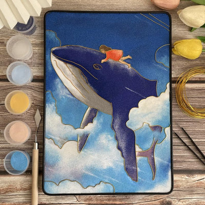 Whales, DIY Cloisonne Filigree Enamel Painting Kit, with Tutorial& All Tools