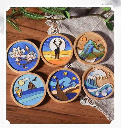 6PCs DIY Coasters Filigree Enamels Art with Epoxy Resin Unique Crafts Coaster DIY Kits Perfect Hobby for Adults Teens Elderly Handmade Home Decor Gifts