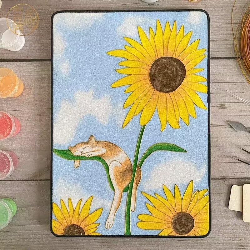 Cloisonne DIY Kit Suitable for Beginners,Cute Animal,Home Decoration,Including All Tools,Paint by Numbers Kit,Pre-Drawn Painting for Adults and Kids,8.3'' W x 12'' L Frame,Folk Art