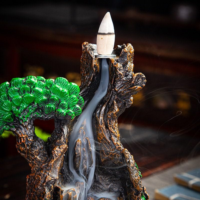 Pine Tree,Waterfall Backflow Incense Holder,Home Decor Aromatherapy Ornament