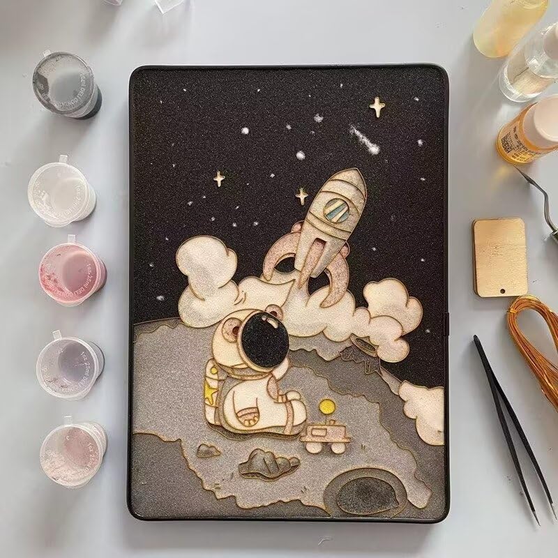 Cloisonne DIY Kit Suitable for Beginners,Little Astronaut,Home Decoration,Including All Tools,Paint by Numbers Kit,Pre-Drawn Painting for Adults and Kids,8.3'' W x 12'' L Frame,Folk Art