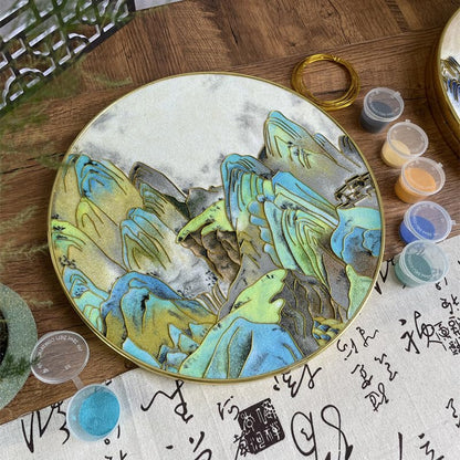 Mountains, DIY Cloisonne Filigree Enamel Painting Kit, with Tutorial& All Tools