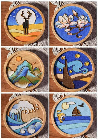 6PCs DIY Coasters Filigree Enamels Art with Epoxy Resin Unique Crafts Coaster DIY Kits Perfect Hobby for Adults Teens Elderly Handmade Home Decor Gifts