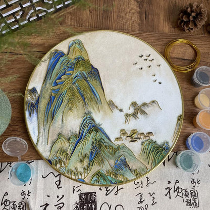 Mountains, DIY Cloisonne Filigree Enamel Painting Kit, with Tutorial& All Tools