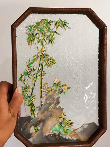 Bamboo Filigree on Glass, DIY Cloisonne Filigree Enamel Painting Kit, with Tutorial& All Tools