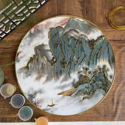 Mountains, DIY Cloisonne Filigree Enamel Painting Kit, with Tutorial& All Tools