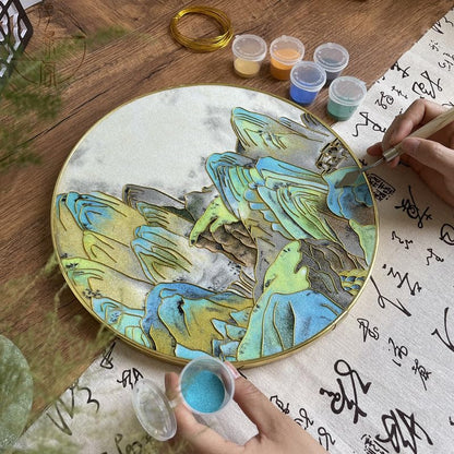 Mountains, DIY Cloisonne Filigree Enamel Painting Kit, with Tutorial& All Tools