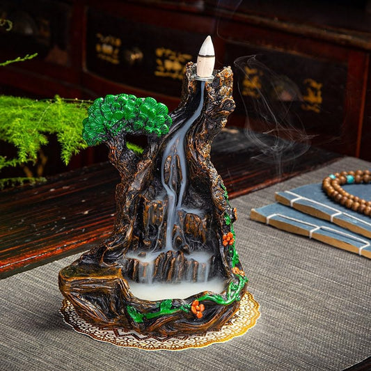 Pine Tree,Waterfall Backflow Incense Holder,Home Decor Aromatherapy Ornament