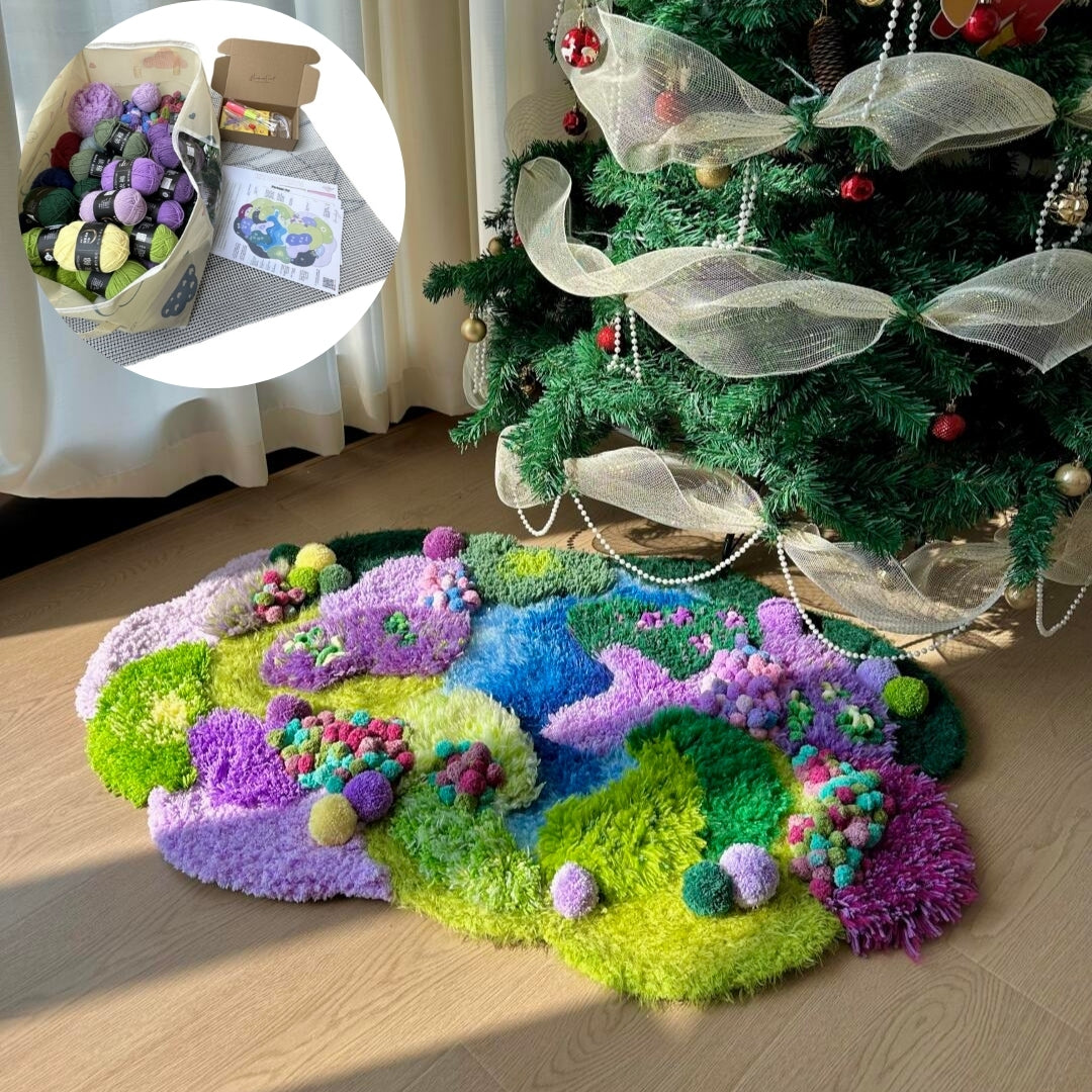 Lavender Moss Carpet, Latch Hook Kit, Beginner DIY Project with Tutorials