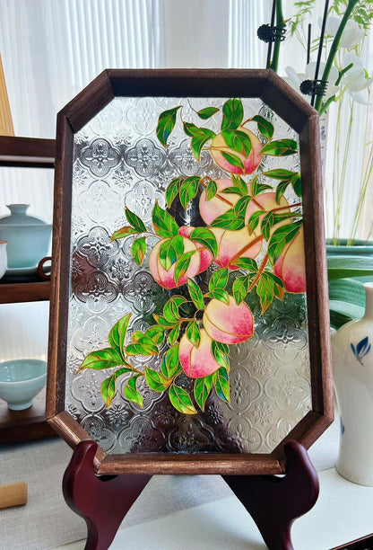 Peaches Filigree on Glass, DIY Cloisonne Filigree Enamel Painting Kit, with Tutorial& All Tools