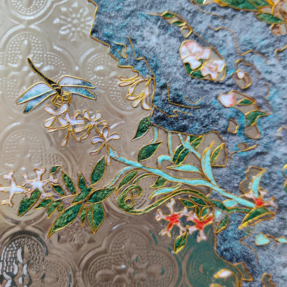 Oriental Garden Filigree on Glass, DIY Cloisonne Filigree Enamel Painting Kit, with Tutorial& All Tools
