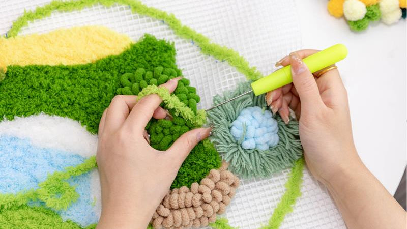 Latch Hook Kits DIY Moss Carpet Coaster Material Package Beginner Friendly Gift Ins Living Room Decoration Crochet