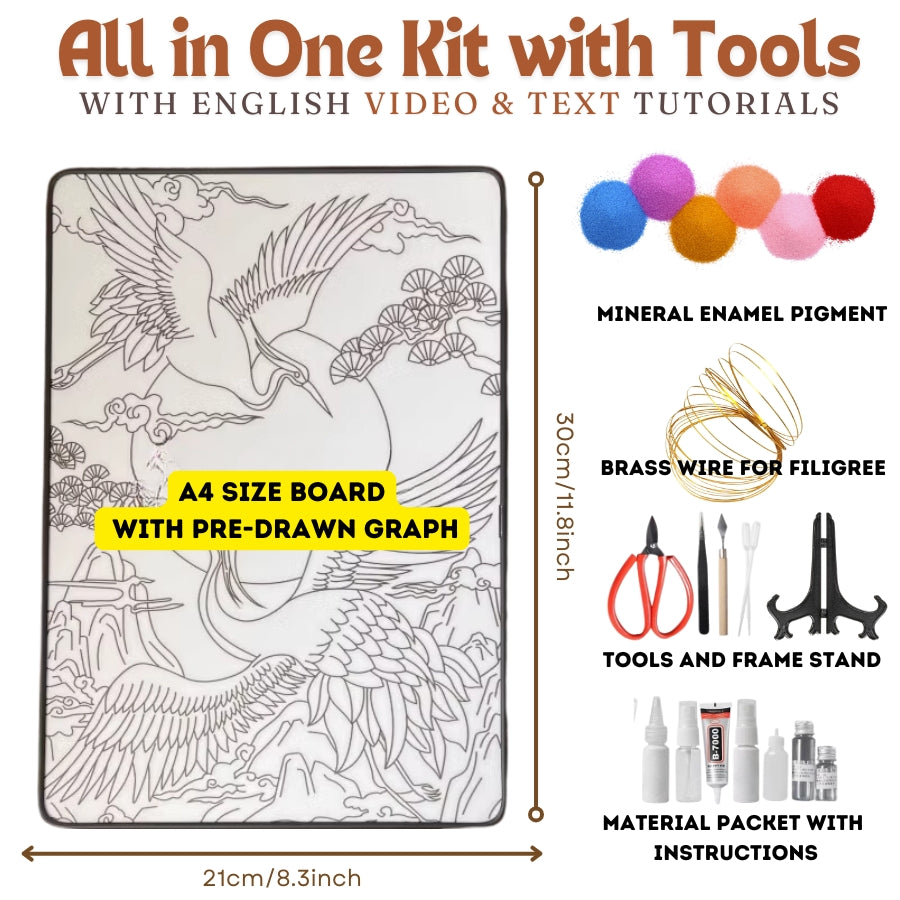 Vincent Van Gogh White Roses, Beginner Cloisonné Enamel DIY Kit, with Tutorial& All Tools