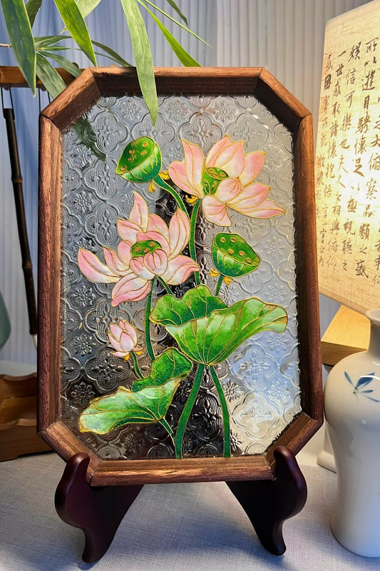 Lotus Filigree on Glass, DIY Cloisonne Filigree Enamel Painting Kit, with Tutorial& All Tools