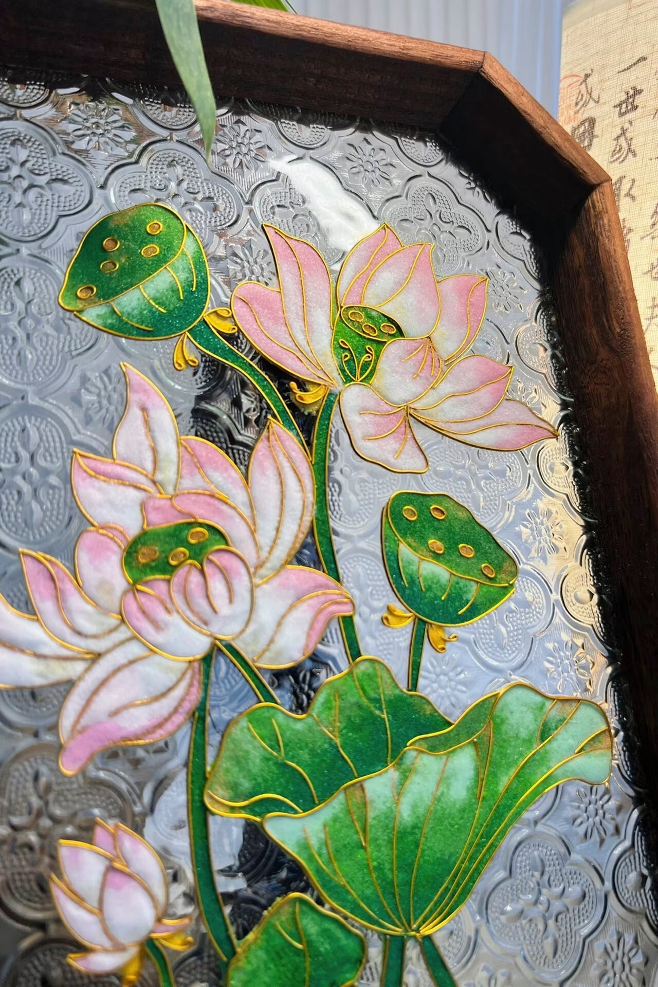 Lotus Filigree on Glass, DIY Cloisonne Filigree Enamel Painting Kit, with Tutorial& All Tools