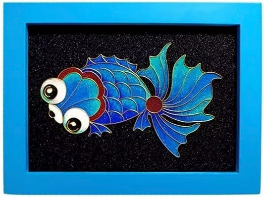 DIY Filigree Cloisonne Enamel Paint by Numbers Kit, Pre-Drawn Painting for Adults Beginners and Kids,6" W x 8" L,Folk Art,Bigeye Fish