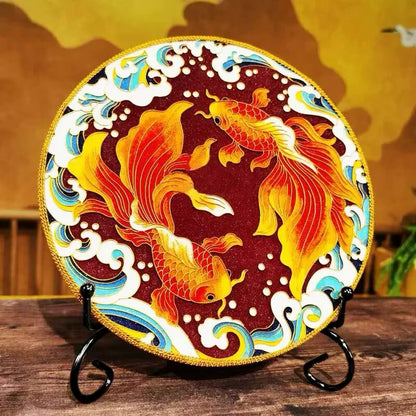Taichi Koi Fish, DIY Cloisonne Filigree Enamel Painting Kit, with Tutorial& All Tools