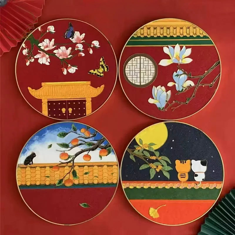 2 Cats Under Moon,Beginner Cloisonne Enamel DIY Kit, with Tutorial& All Tools