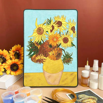 Van Gogh Sunflower, DIY Cloisonne Filigree Enamel Kit, with Tutorial& All Tools