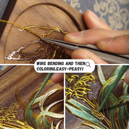 Lotus Filigree on Glass, DIY Cloisonne Filigree Enamel Painting Kit, with Tutorial& All Tools