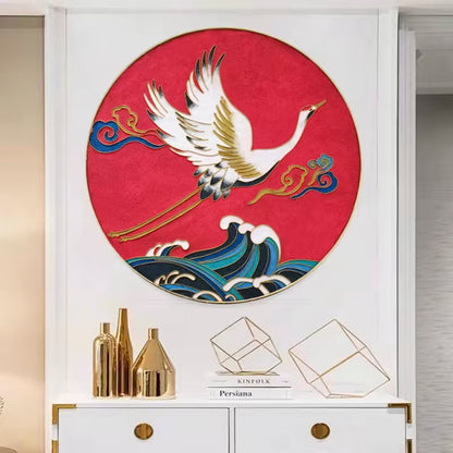 Crane over Red Waves,Beginner Cloisonne Enamel DIY Kit, with Tutorial& All Tools