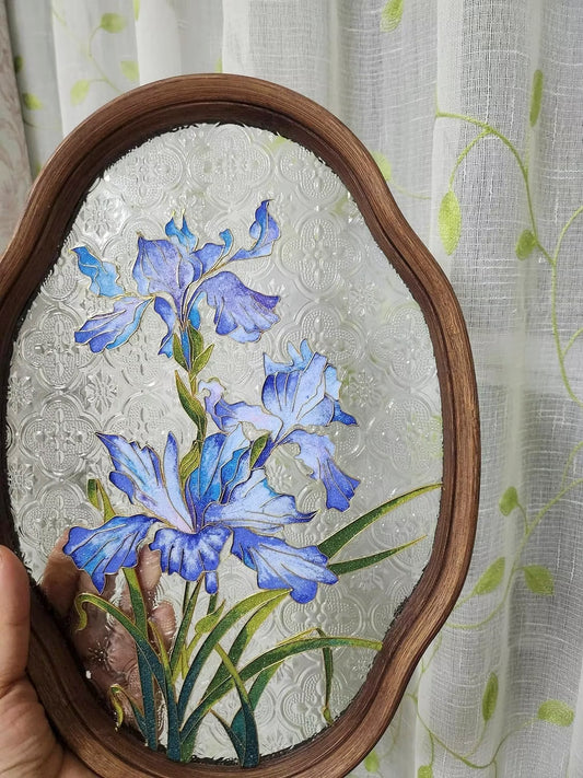 Iris Filigree on Glass, DIY Cloisonne Filigree Enamel Painting Kit, with Tutorial& All Tools