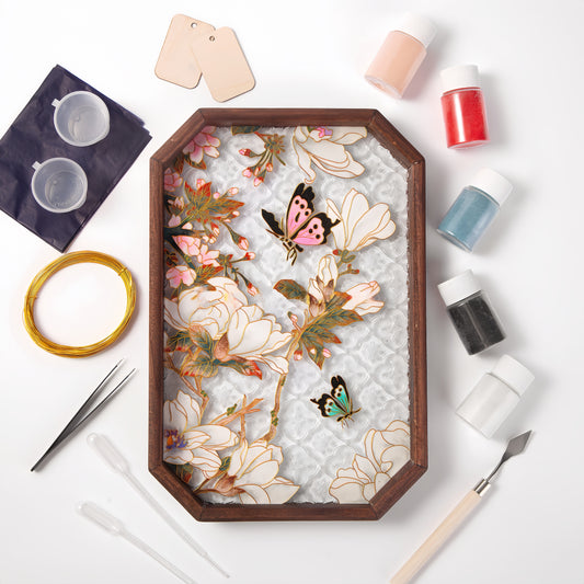 Butterfly Filigree on Glass, DIY Cloisonne Filigree Enamel Painting Kit, with Tutorial& All Tools