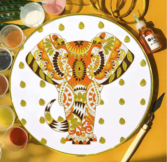 Golden Elephant,Beginner Cloisonne Enamel DIY Kit, with Tutorial& All Tools