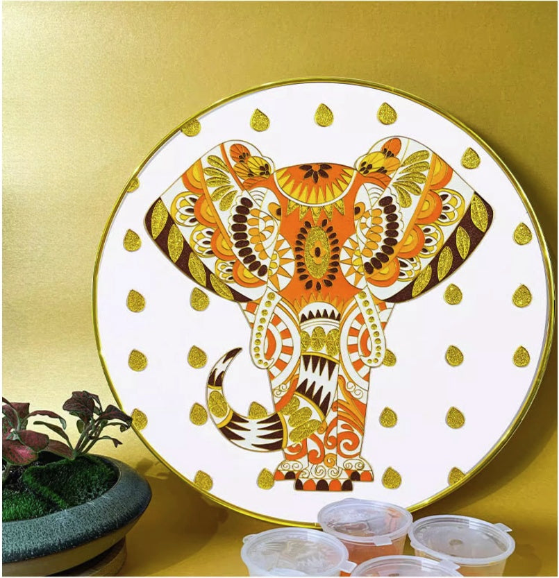 Golden Elephant,Beginner Cloisonne Enamel DIY Kit, with Tutorial& All Tools