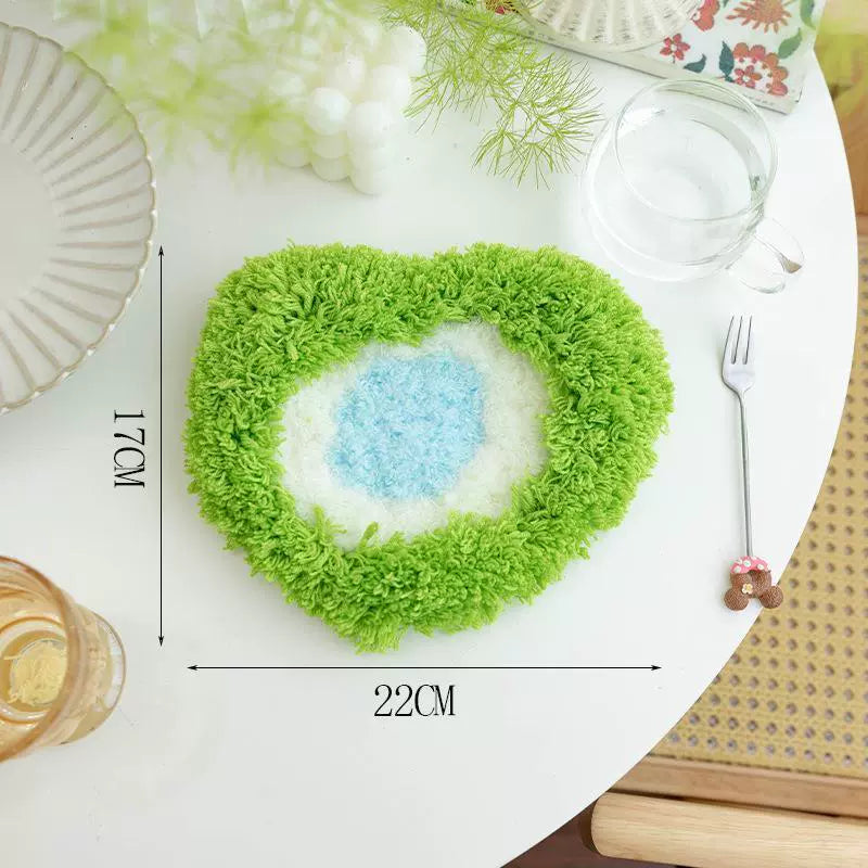 Latch Hook Kits Handmade DIY Moss Carpet Coaster Material Package, Beginner Friendly Ins Gift, Girlfriend Ornament Desk