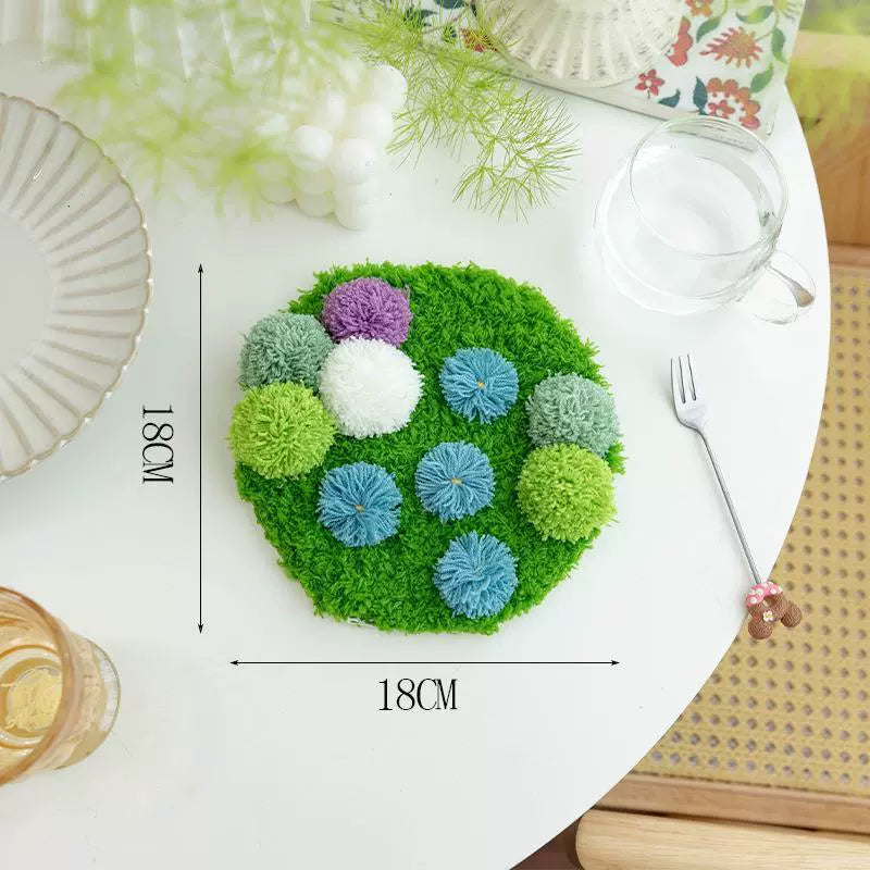 Latch Hook Kits Handmade DIY Moss Carpet Coaster Material Package, Beginner Friendly Ins Gift, Girlfriend Ornament Desk