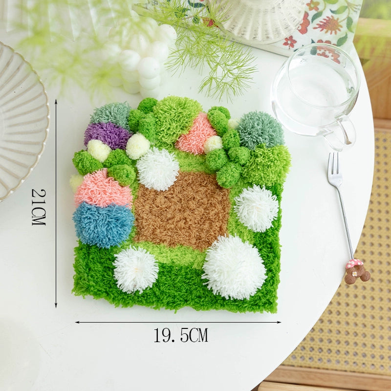 Latch Hook Kits DIY Moss Carpet Coaster Material Package Beginner Friendly Gift Ins Living Room Decoration Crochet