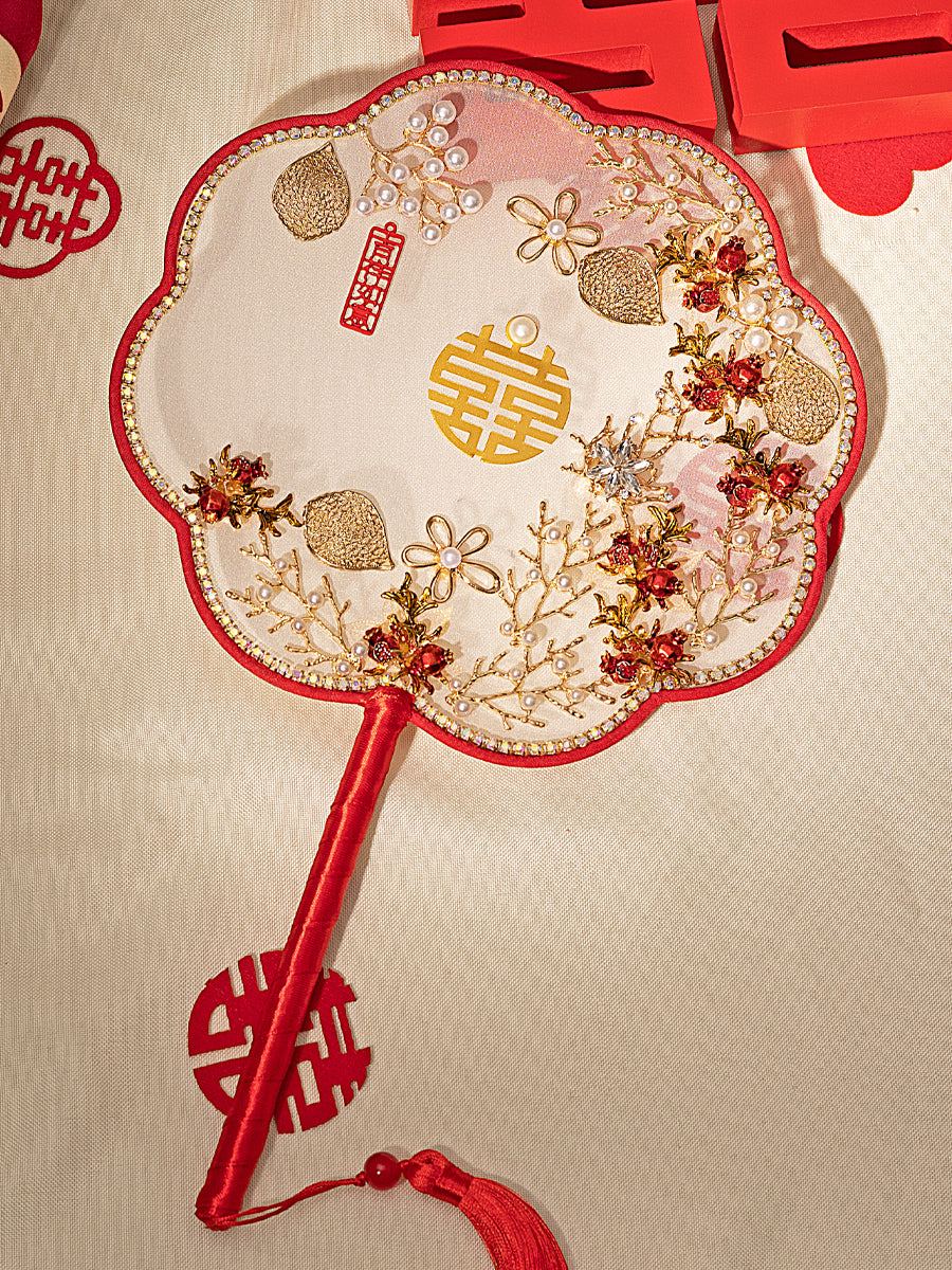 Chinese style round fan with colored tassels,DIY Kit