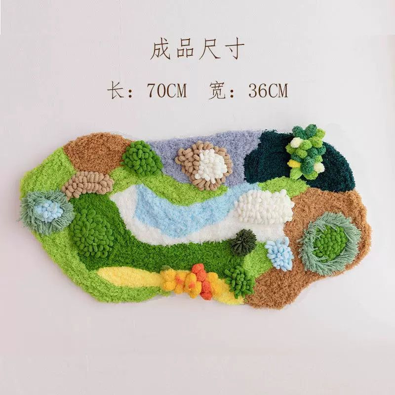 Latch Hook Kits Handmade DIY Moss Carpet Coaster Material Package, Beginner Friendly Ins Gift, Girlfriend Ornament Desk