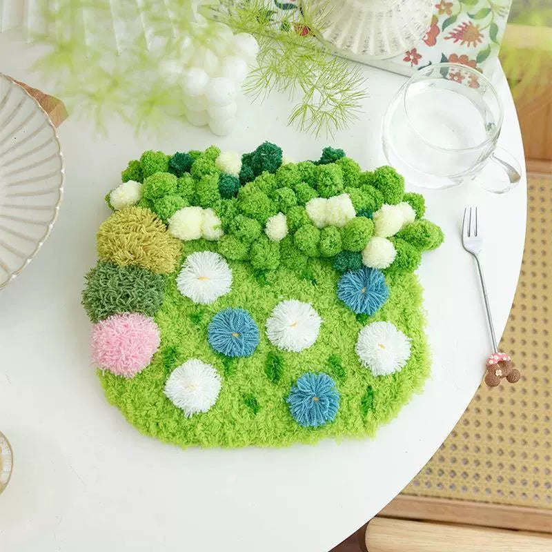 Latch Hook Kits Handmade DIY Moss Carpet Coaster Material Package, Beginner Friendly Ins Gift, Girlfriend Ornament Desk