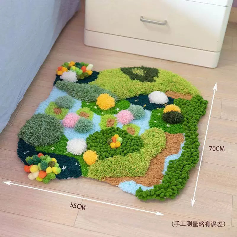 Latch Hook Kits Handmade DIY Moss Carpet Coaster Material Package, Beginner Friendly Ins Gift, Girlfriend Ornament Desk