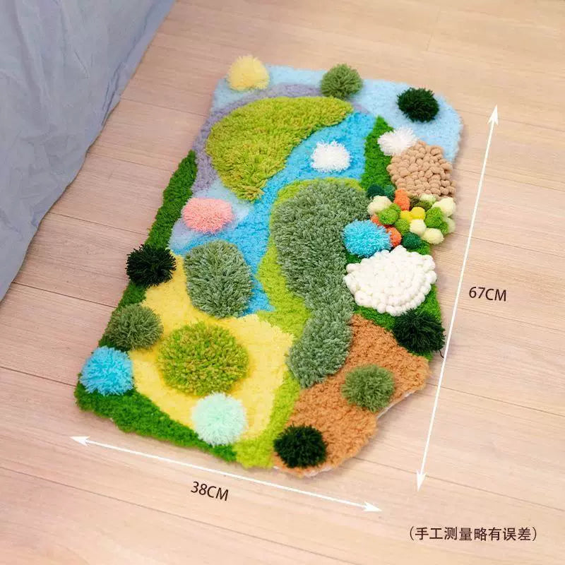 Latch Hook Kits Handmade DIY Moss Carpet Coaster Material Package, Beginner Friendly Ins Gift, Girlfriend Ornament Desk