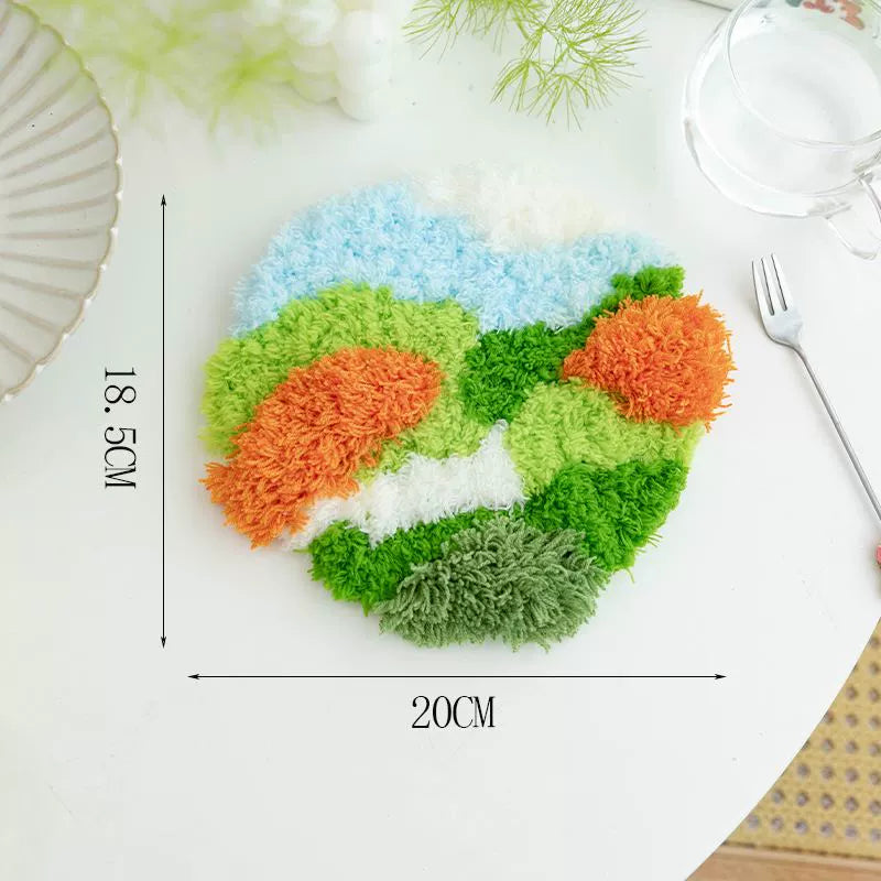 Latch Hook Kits DIY Moss Carpet Material Package Coaster Forest Handmade Mesh Cloth Decorative Painting Creative Gift Ins Handmade