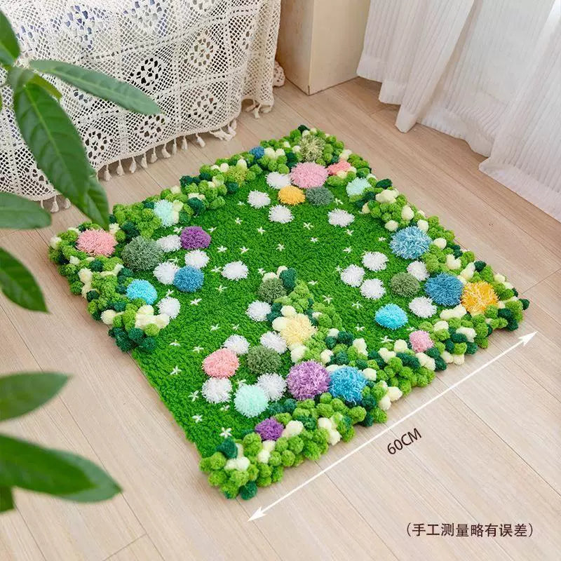 Latch Hook Kits Handmade DIY Moss Carpet Coaster Material Package, Beginner Friendly Ins Gift, Girlfriend Ornament Desk