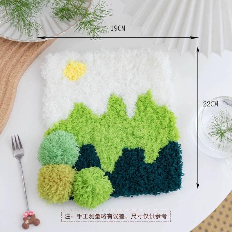 Latch Hook Kits DIY Moss Carpet Coaster Material Package Beginner Friendly Gift Ins Living Room Decoration Crochet