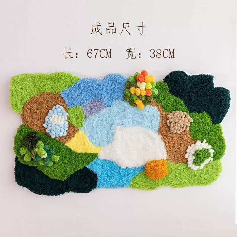 Latch Hook Kits Handmade DIY Moss Carpet Coaster Material Package, Beginner Friendly Ins Gift, Girlfriend Ornament Desk