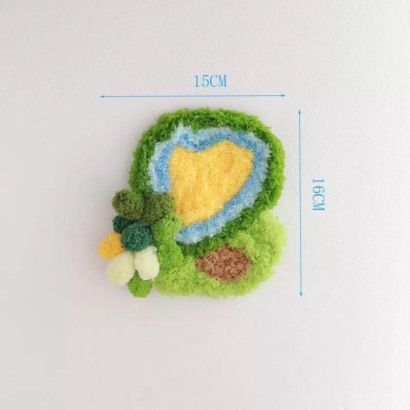 Latch Hook Kits Handmade DIY Moss Carpet Coaster Material Package, Beginner Friendly Ins Gift, Girlfriend Ornament Desk