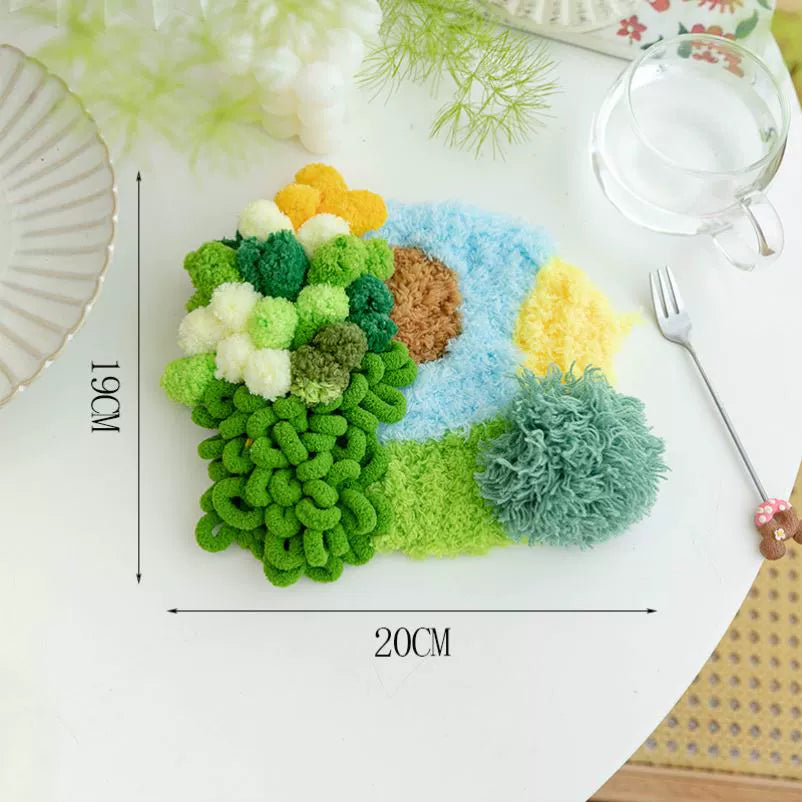 Latch Hook Kits DIY Moss Carpet Material Package Coaster Forest Handmade Mesh Cloth Decorative Painting Creative Gift Ins Handmade